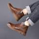 IIIBRO Invierno Top Capa de cuero de vaca Botas de nieve botas para hombres Zapatos de cuero para hombres calientes zapatos de algodón engrosados ​​de algodón 37 a 45 6627 marrón más terciopelo 40 (tamaño de cuero normal)