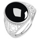Cuiyingfu S925 silver-inlaid natural A-grade jade black jade egg-face ring ice jade ring men's ring adjustable D695 black jade ring D695 adjustable