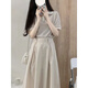 Hanlujiao (hanlujiao) dress for women's summer 2025 new Korean style fashionable temperament slim and age-reducing small person suit skirt summer striped top + apricot skirt M [Suggest 98-108Jin [Jin equals 0.5 kg]]