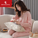 Pedal de seda [selección de marca] Pajamas sexy para mujeres en primavera y otoño modal de algodón modal de algodón suelto de gran tamaño de mediana edad X9201 verde gris L recomendado 100-120Jin [Jin equivale a 0,5 kg]