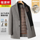 Hengyuanxiang mid-length goose velvet inner liner wool coat for men's winter wool coat middle-aged one-on-three-wear scarf thickened black XL 175