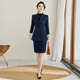ROMON high-end professional suit suit for women, thick temperament, autumn and winter work clothes, hotel manager gray casual suit, navy blue suit + trousers M