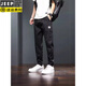 JEEP SPIRIT jeans men's summer thin loose tying feet Harun work pants men's versatile Korean style trendy casual nine-point pants Z01 black 4XL
