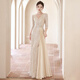 Yingwen Champagner-Farbabendkleid für Frauen neue Stil, leichte Luxus Nische High-End-Host-Pailletten Chor-Performance-Kostüm, Champagnerfarbe XL Vorschläge 110-120jin [Jin ist 0,5 kg]