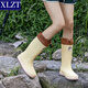 XLZT Mode japanische und koreanische hohe Röhrchenpaar Regenschuhe im Freien vielseitige wasserdichte Schuhe der Frauen wasserdichte Körperschwanzschuhe Schwarz 38 (240 mm)
