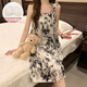 
SONDR nightgown for women in summer with breast pads ice silk cool suspender pajamas summer ladies sweet and cute home clothes spring and autumn 1355 [removable chest pad]# M [75-100Jin [Jin equals 0.5 kg]]