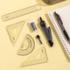 Deli Pencil + Lead Core + Eraser + Compasses + Ruler/ Triangle Ruler + Protractor Students' School Start Stationery High School Entrance Examination College Entrance Examination Drawing Supplies Set /9591A