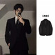 An early summer black casual suit men's spring and autumn British style a set of elegant and handsome men's blazer high-end suits suits suits + white shirt + trousers + tie XL