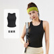LULUUVTTOH yoga wear all-in-one round neck top for women tight-fitting quick-drying breathable non-running cup Pilates training sports vest for women Xingyao Black XL