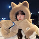 Zeng Chu Zeng Chu Fuchs Ohrhöhe Plüschhutschal integrierter Frauen Herbst und Winter 2023 neue niedliche Handschuhe warme dreiteilige beige Eingröße (Velvet hinzugefügt und verdickt)