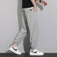 Dingfengbaoluo Pantalones casuales de seda para hombres Pantalones de primavera y otoño Agujas transpirables pantalones delgados Deportes de secado rápido Tamaño grande 2323 gris claro XL
