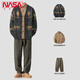 NASA XVVX official co-branded V-neck contrasting color knitted cardigan sweater for boys spring and autumn trendy loose casual straight jeans XH.A150-LK1098-70 black (pants) 2XL