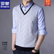 ROMON (ROMON) Spring and Autumn Fake Two-piece Shirt Collar Knit Sweater Men's Long Sleeve Double Collar Shirt T-shirt Middle-aged Men's Thin. Base Shirt 3878 Blue (Spring and Autumn) Button Cuffs Thin XL 175 Recommended 138-158Jin [Jin equals 0.5 kg]