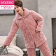 Pyjama modal pour les femmes en automne et en hiver, en velours corallien épaissi à trois couches, les mères de l'âge moyen et âgées fixent des vêtements d'hiver Style d'hiver 1105 rose L (165)