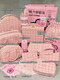 New product 3CE winter pink plaid storage box jewelry box blue cosmetic box portable hand mirror carry-on luggage blush City Mauve