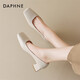 Daphne Single -Schuhe für Frauen Schaffell Dicke Absätze Vielseitige High Heels pendeln bequeme Frauenschuhe 4023101373 Beige 38