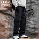 JEEP SPIRIT Jeep Jacket Pants Men's Autumn and Winter Water Repellent Casual Pants Men's Straight Overalls Obsidian Black XL