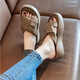Belle Pedal Sandalen für Frauen im Sommer Wear 2025 Neue Strandsandalen mit dicker Locker-Strand modische Damen Schwangere Frauen pedalen Flip-Flops Khaki Farbe [verbessertes Modell] 37