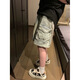 Opeodly American Vibe große gewaschene große Taschenarbeit in der Hauptstraße gerade losen Denim-Shorts 6189 Old Blue S [vorgeschlagen 80-95 Jin [Jin entspricht 0,5 kg]]]