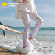 Lemonkid children's tight sports pants girls yoga summer stretch ice sunscreen light and quick dry wind chime flower purple 130