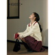 Color ancho (kuose) Red navidad suéter para mujeres 2023 Nuevo otoño e invierno dulce cuello de polo suéter de punto corto Cardigan de albaricoque s