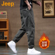 Jeep (JEEP) American authentic Jeep high-end pure cotton tool casual pants for men's summer fashion brand handsome drawstring Harem trousers black regular style [official authentic] 2XL recommendation 160-175Jin [Jin equals 0.5 kg]