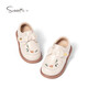 Snuffy Children's Leather Shoes Autumn National Style Girls Hanfu Shoes Princess Shoes Baby Comfortable Soft Soled Toddler Shoes Cream White 28