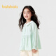 Balabala Balaba children's clothing children's long-sleeved shirt girls autumn clothing sweet and cute literary plaid top children's lapel white and green tone 00414 120