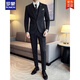 ROMON winter woolen suit men's suit thickened warm woolen jacket business handsome wedding commuting dress three-piece suit dark gray suit vest trousers white shirt L 110-120Jin Jin equals 0.5 kg