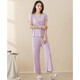 Pajamas modales para mujeres en verano de estilo delgado modal de manga corta con almohadillas en el pecho y pantalones de nueve puntos para ropa al aire libre. Juego de ropa para el hogar. Sedio de seda de hielo Sentimiento fresco. 841 negro (con almohadillas en el pecho) l
