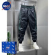 Nasalike Heavyweight Plus Samt verdickte Hosen für Herren-Winterreiter-Lederhosen für Herren-Motorräder warm und winddicht, vielseitiger, schlanker Anpassung und Fußruhe-Spleißfarbe [Hinzufügen von plus samtigem Verdickten] M 85-105jin [Jin entspricht 0,5 kg]