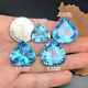 Mussel aquamarine natural blue topaz loose stone heart-shaped square oval ring face Asscher square 5# 6#