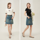 
Fan Silanen College Style Denim Skirt Women's 2024 New Summer A-line High Waist Short Skirt 24FS12171 Denim Blue L