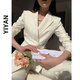 Sugargirl spring and autumn white small suit suit for women new goddess style professional formal wear high-end casual suit jacket white suit L