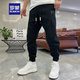 ROMON trendy zippered sweatpants men's spring and summer thin pants men's solid color Korean version slim feet harem pants casual trousers black 3XL