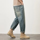 Jeanswest Jeans retro Marca de moda estadounidense para hombres Pantalones largos casuales de nueve puntos lavados sueltos y rectos para niños 87 Retro azul 38 (recomendado 175-185 Jin Jin equivale a 0,5 kg)