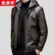 
Hengyuanxiang genuine leather leather jacket for men in winter fur integrated plus velvet thickened sheepskin leather jacket Daddy's large size men's jacket Black XL 180 (120-135Jin [Jin equals 0.5 kg] wear)