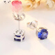 Fat Donglai quality tanzanite earrings sapphire women's Japanese and Korean inlaid colored gemstone earrings silver plated 18k