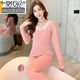 
Modal double-sided German velvet thermal underwear for women with beautiful body slim marks and traces autumn clothes and long pants suit sexy lace base cotton sweater T9901# black S