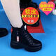 Woodpecker leather Martin boots for women 2025 new autumn and winter versatile flat-sole non-slip short boots thick-soled fluff plus velvet thickened cotton shoes black plus velvet 39