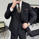 Jessons Herren-Doppelbrust gestreifter Anzug Bräutigam Hochzeitskleider Business Casual Work Work-Interview Anzug Dreiköpfig dunkelblau (Anzug + Hemd + Weste + Hose) 5xl (175-190jin [Jin gleich 0,5 kg])