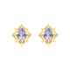 Fat Donglai quality tanzanite earrings niche rhombus silver gold-plated zircon Japanese set Qiunai pair of earrings