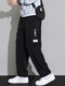 Straight work pants for men's summer thin casual pants American fashion brand multi-pocket loose large-size wide-leg trousers 9931 black + 9930 gray A M90-115Jin [Jin equals 0.5 kg] All size