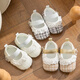 Midur printemps et automne 0-1 ans Baby princess chaussures 3-6-12 mois bébé fille xiaoxiangfeng en tissu respirant semelle chaussures pour tout-petits chaussures simples dorées (chaussure Huahua Xiaoxiangfeng) 11 longueur intérieure 10,5 cm (recommandée de 0-6 mois)