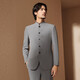 SEVEN suit men's 2025 autumn new herringbone jacquard five-breasted suit, Chinese stand-up collar, ash B44