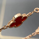 DL 1998 Fat Donglai same style 18K gold five-flower bracelet Hong Kong high-definition carnelian laser four-leaf clover for women 18K rose gold carnelian + rose gold