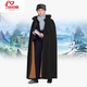 An Chuxia Chinese retro style plush meditation cloak, meditation cloak, men's cloak, layman's meditation windbreaker cloak, pure black M 135c (height 175 and above)