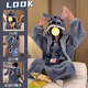 Yi Shuhan Pajamas Couple Outfits One Male and One Female Stitch Cartoon Internet Celebrity Winter Coral Velvet Long Pajamas Home Clothes Set Blue Stitch Pajamas + Pants M 100-130Jin Jin equals 0.5 kg