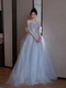 Ayub Evening Dress Feminine Banquet Temperament Light Luxury Art Exam Host Ceremony Birthday Light Blue Long Style m