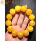 DL 1998 Fat Donglai same style chicken oil yellow beeswax bracelet natural l floating flower old boys and girls round bead couple amber bracelet diameter 18mm floating flower bracelet men's style